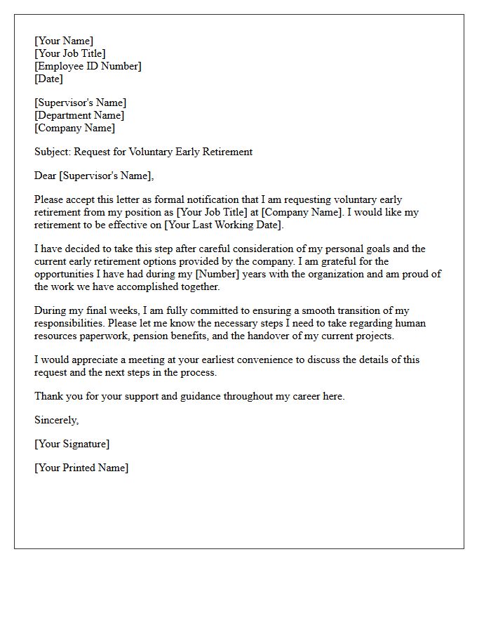 Voluntary Early Retirement Request Letter