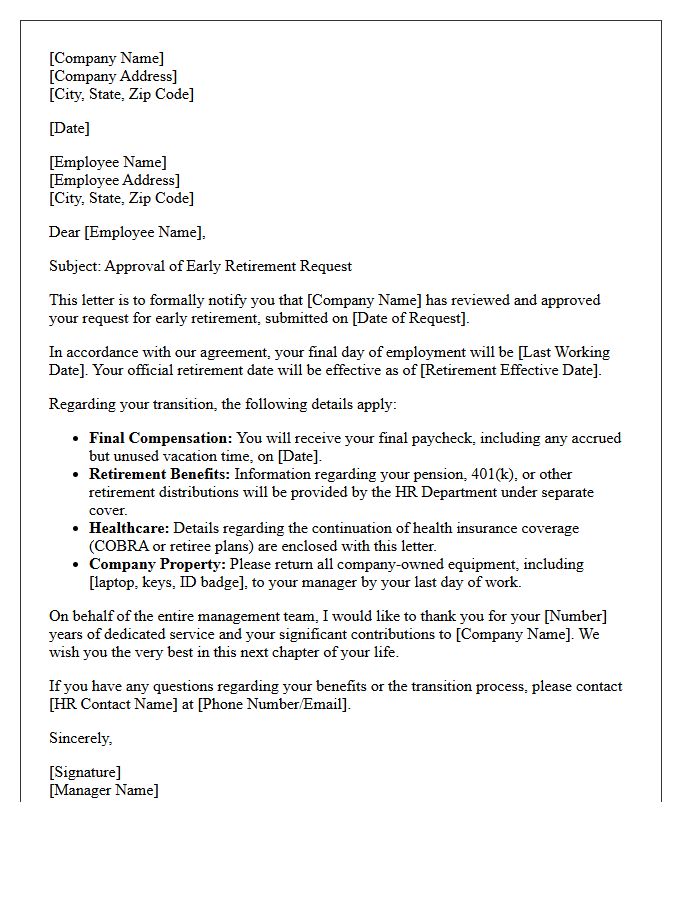 Management Early Retirement Approval Letter
