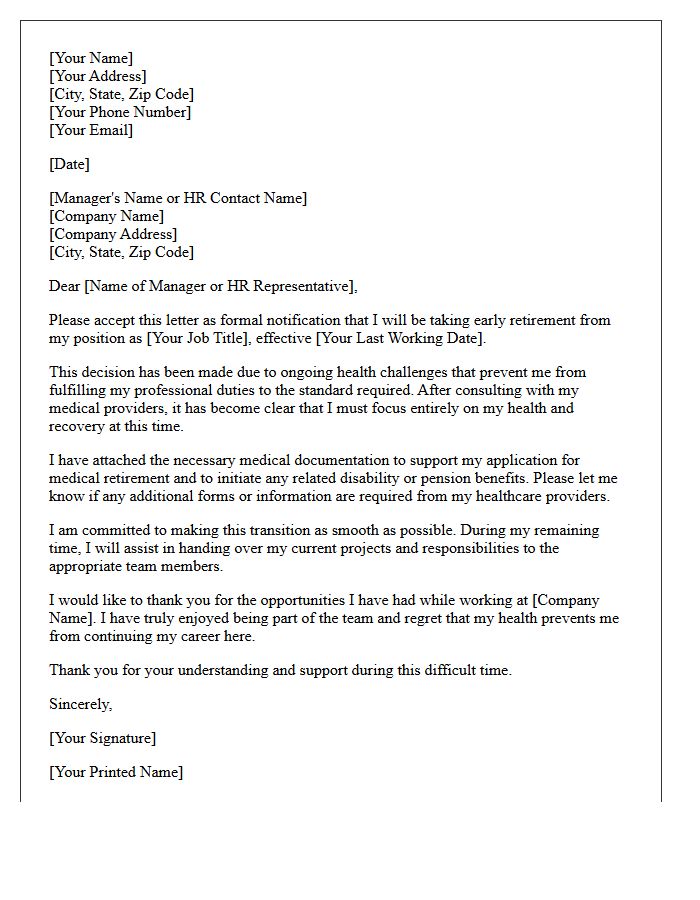Medical Early Retirement Notification Letter