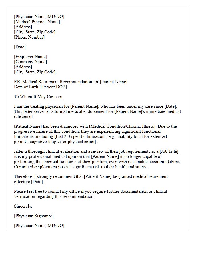 Physician Endorsed Medical Retirement Letter