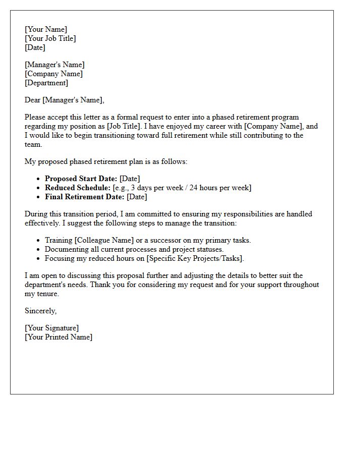 Employee Phased Retirement Request Letter