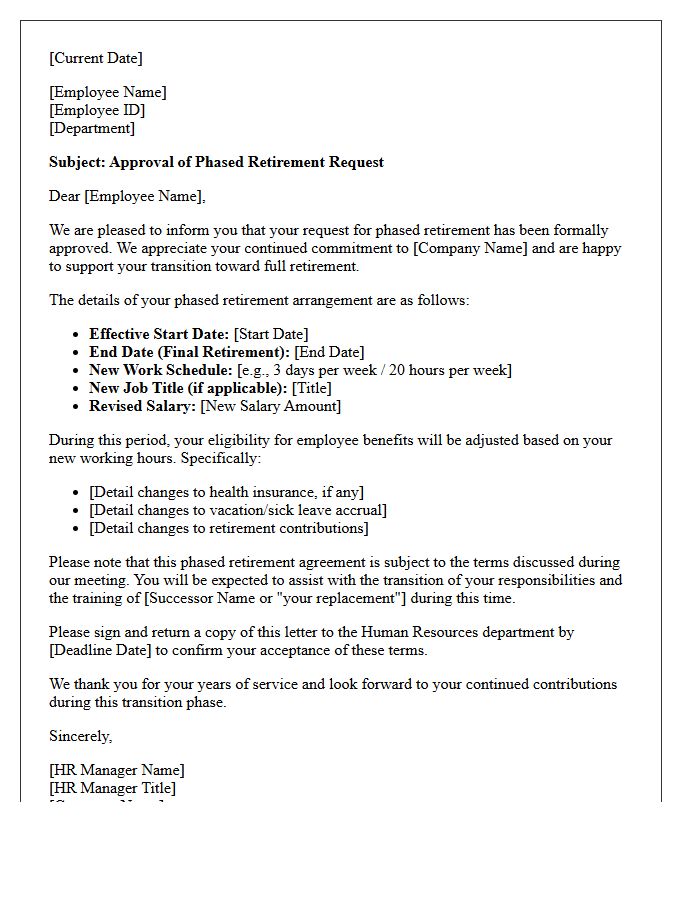 Human Resources Phased Retirement Approval Letter