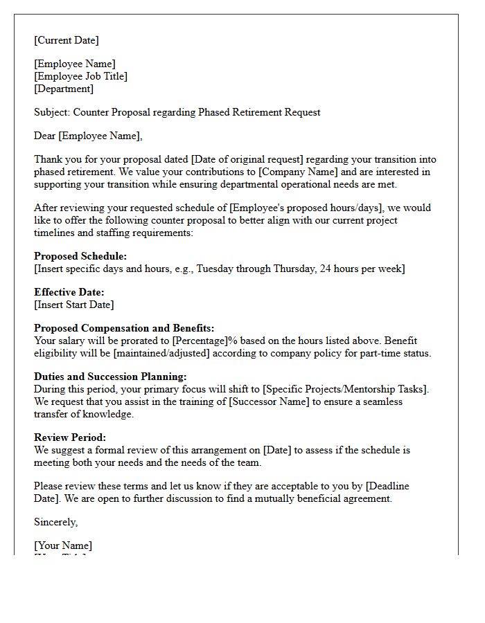 Management Phased Retirement Counter Proposal Letter