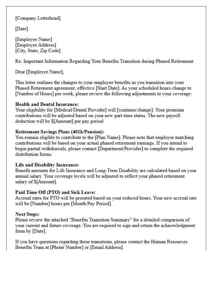 Phased Retirement Benefits Transition Information Letter