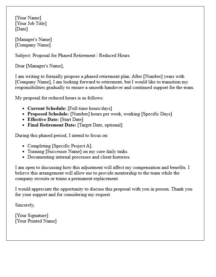 Reduced Hours Phased Retirement Proposal Letter