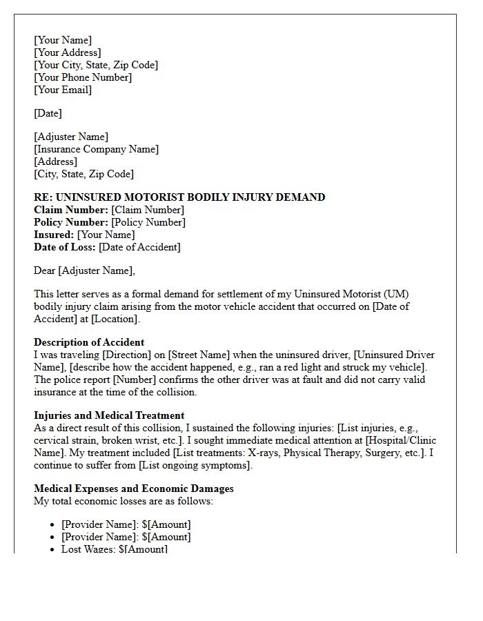 Bodily Injury Uninsured Motorist Demand Letter