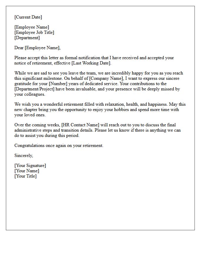 Professional Retirement Acceptance and Congratulatory Letter