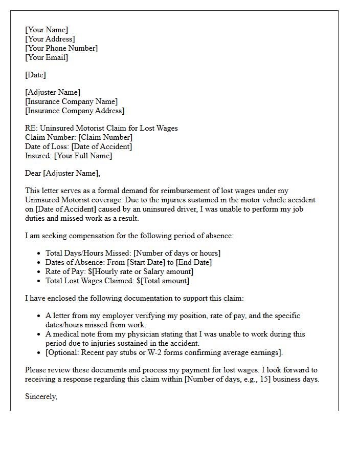 Lost Wages Uninsured Motorist Claim Demand Letter