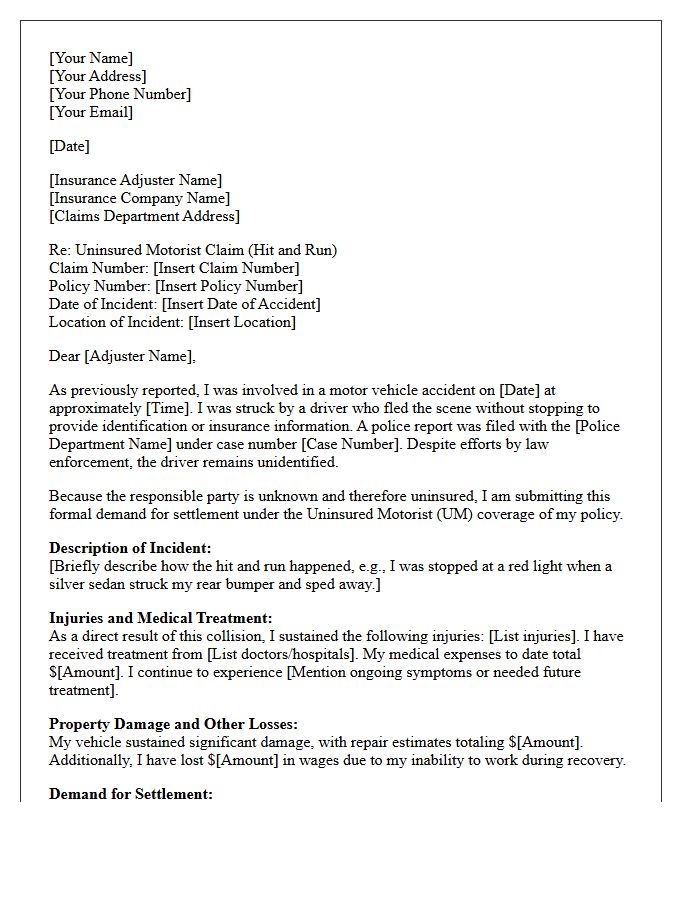 Hit And Run Uninsured Motorist Demand Letter