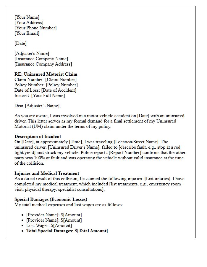 Final Settlement Uninsured Motorist Demand Letter