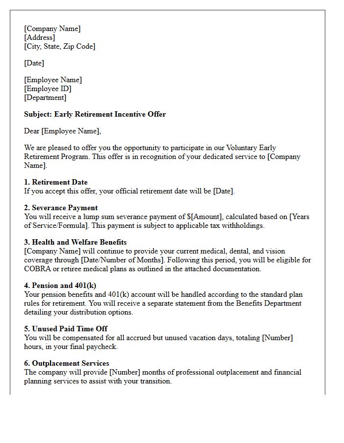 Early Retirement Offer and Benefits Letter