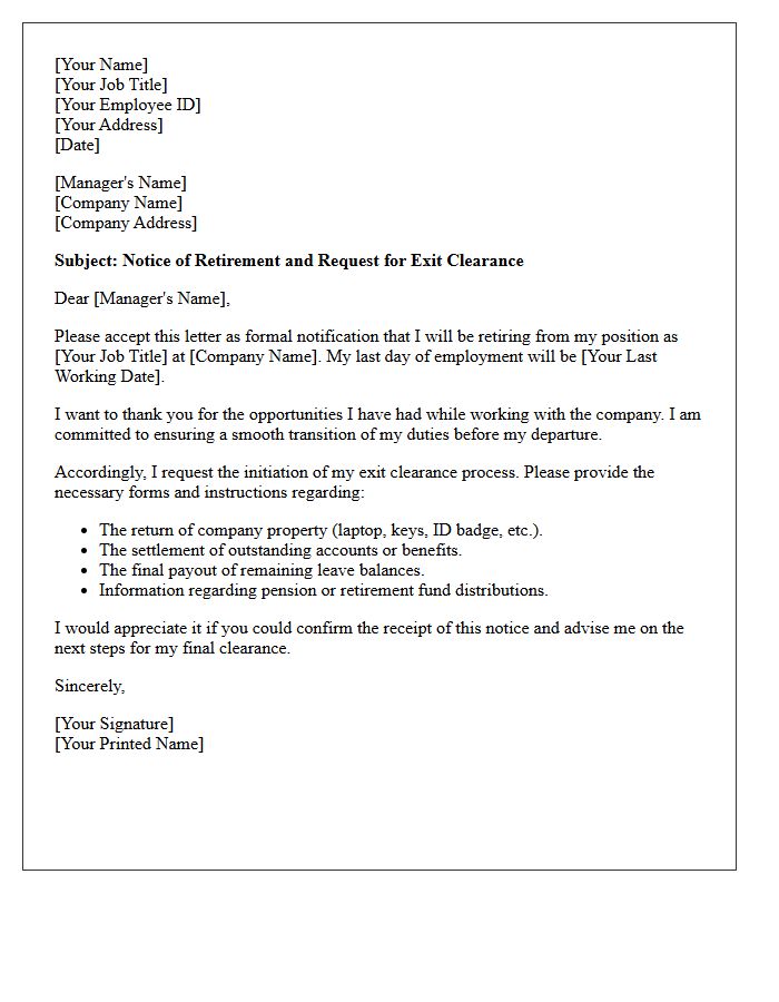 Notice of Retirement and Exit Clearance Letter
