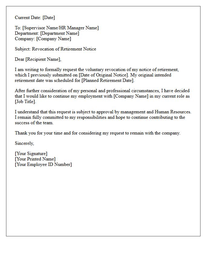 Voluntary Revocation of Retirement Notice Letter
