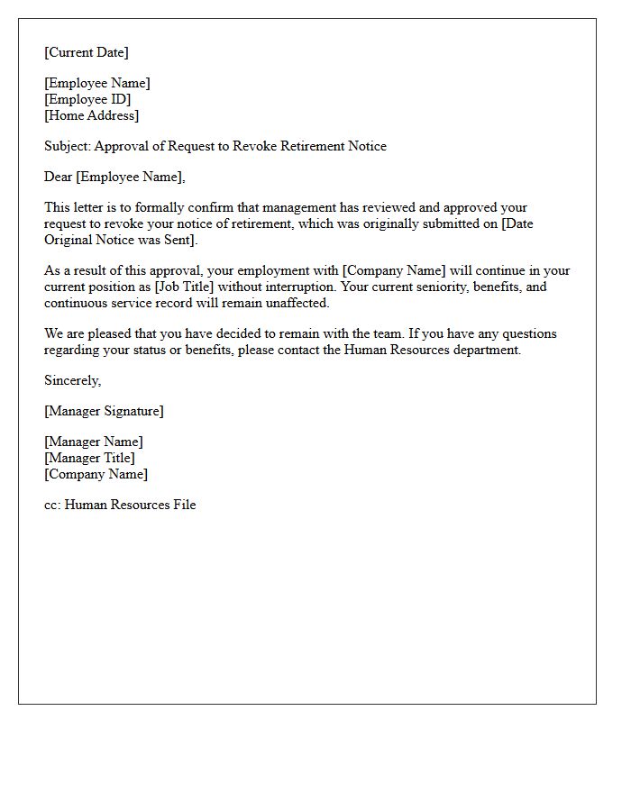 Management Approved Revocation of Retirement Notice Letter