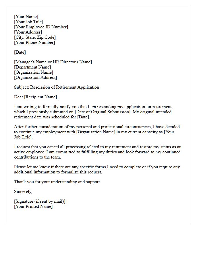 Official Letter Rescinding Retirement Application