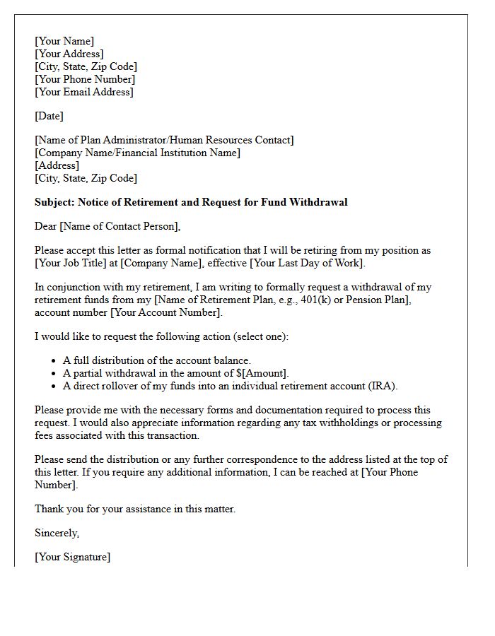 Notice and Letter of Retirement Withdrawal