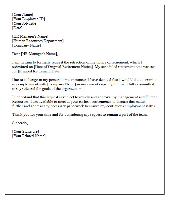 Human Resources Letter for Retracting Retirement