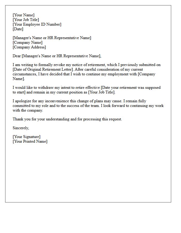 Letter Revoking Intent to Retire