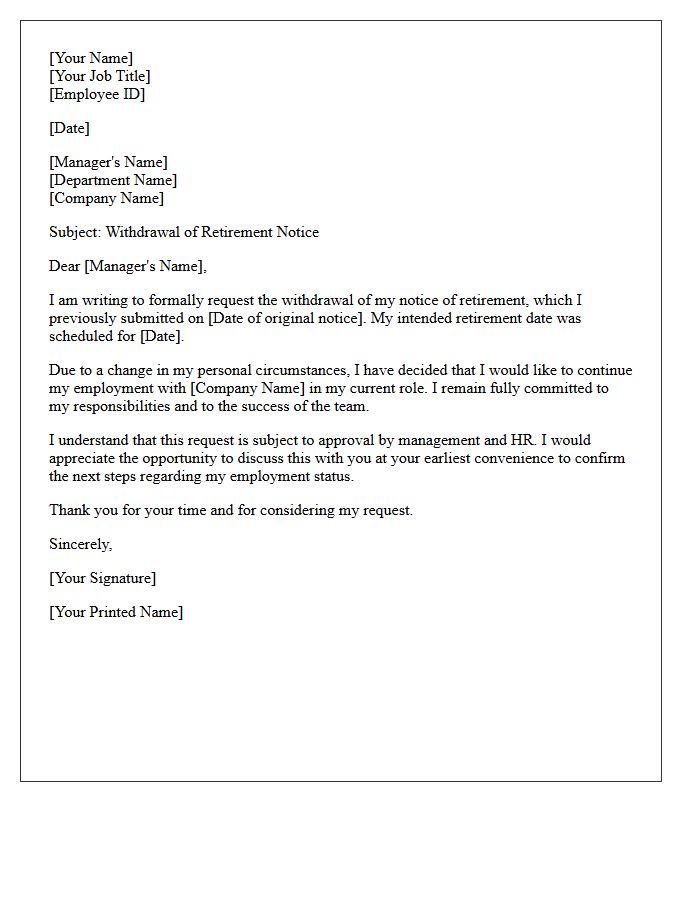Staff Letter for Withdrawal of Retirement