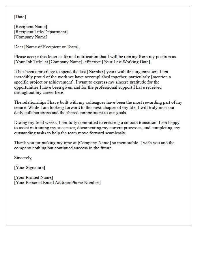 Dedicated Service Retirement And Farewell Letter