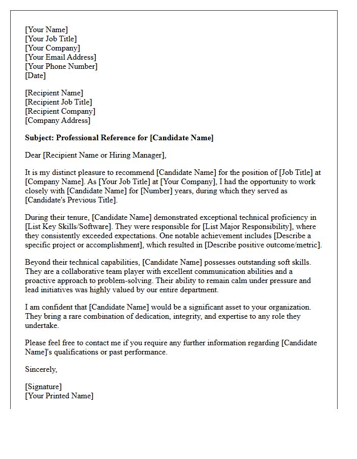 Comprehensive Professional Reference Letter