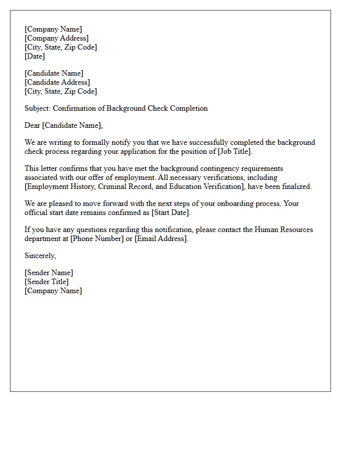 Background Check Confirmation Letter
