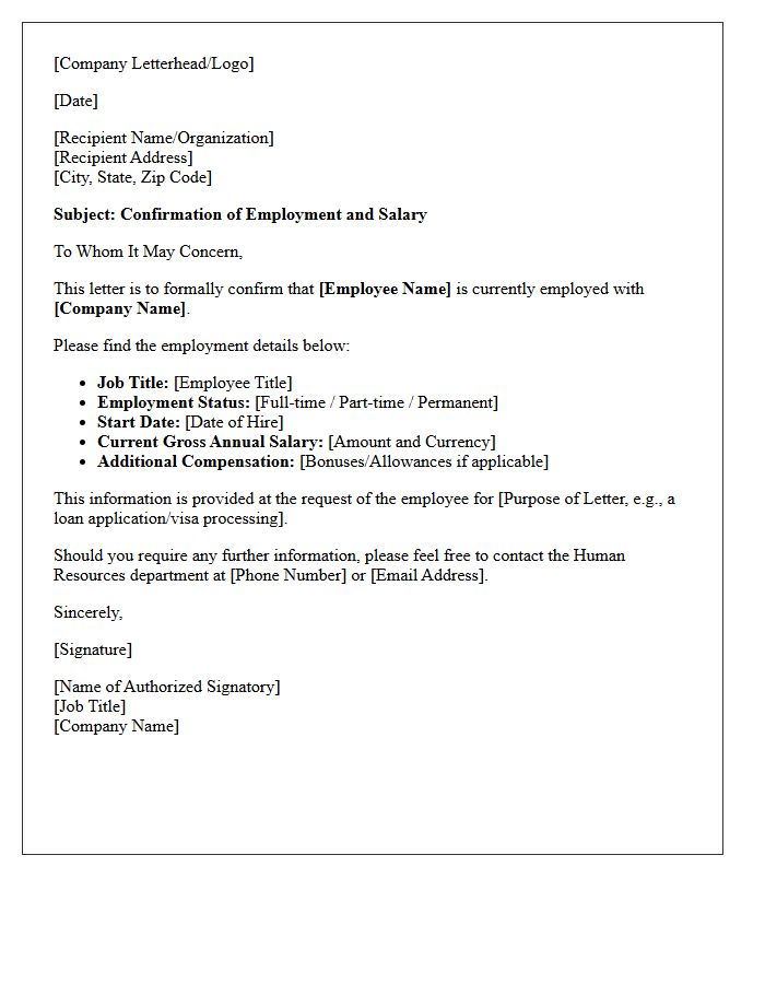 Salary And Employment Confirmation Letter