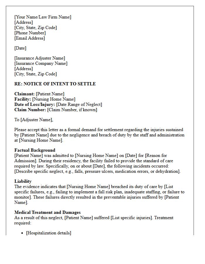 Initial Nursing Home Neglect Settlement Demand Letter