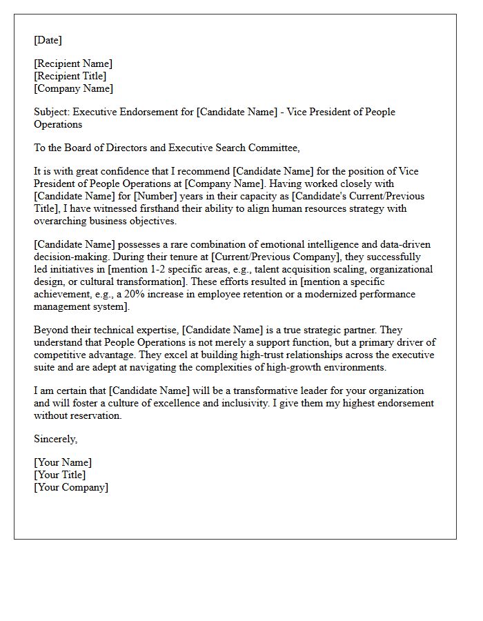 Executive Endorsement Letter for Vice President of People Operations
