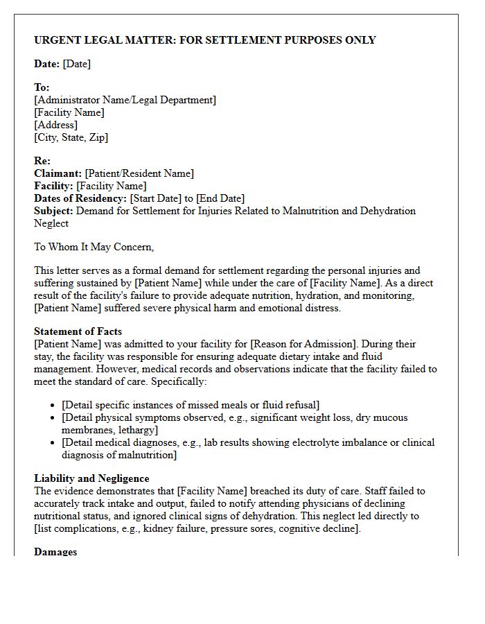 Malnutrition And Dehydration Neglect Settlement Demand Letter