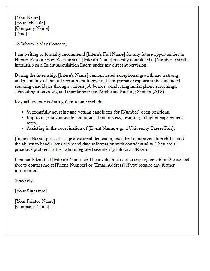 Talent Acquisition Internship Completion Recommendation Letter