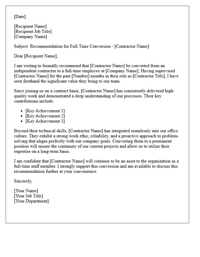 Contractor To Full-Time Employee Conversion Recommendation Letter