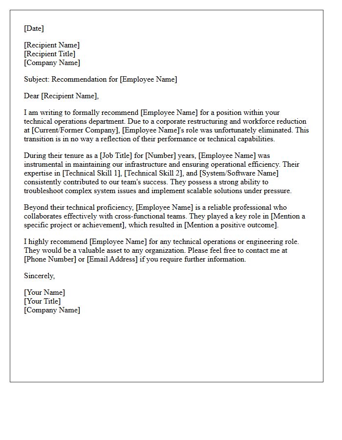 Technical Operations Layoff Support Recommendation Letter
