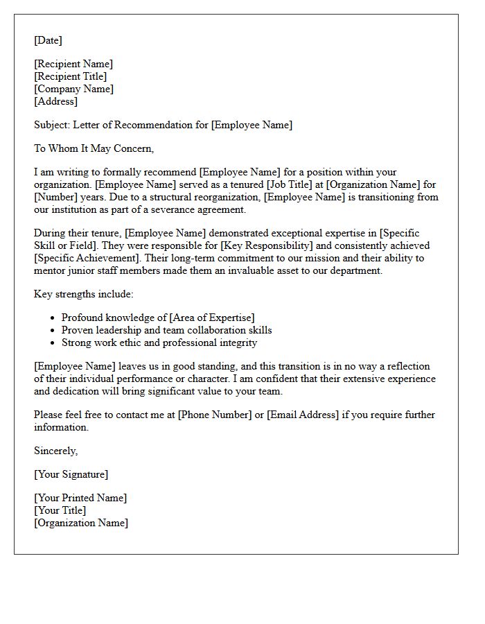 Tenured Staff Severance Transition Recommendation Letter