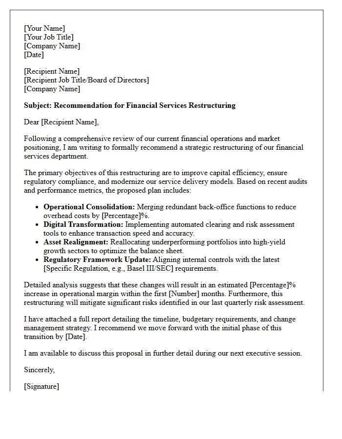 Financial Services Restructuring Recommendation Letter