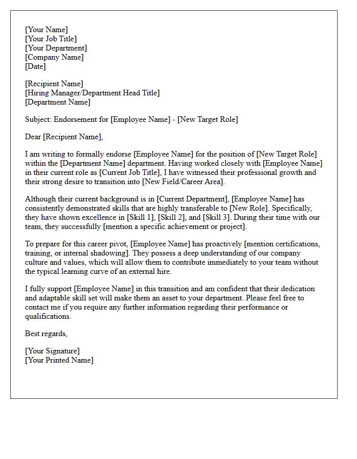 Human Resources Career Change Endorsement Letter