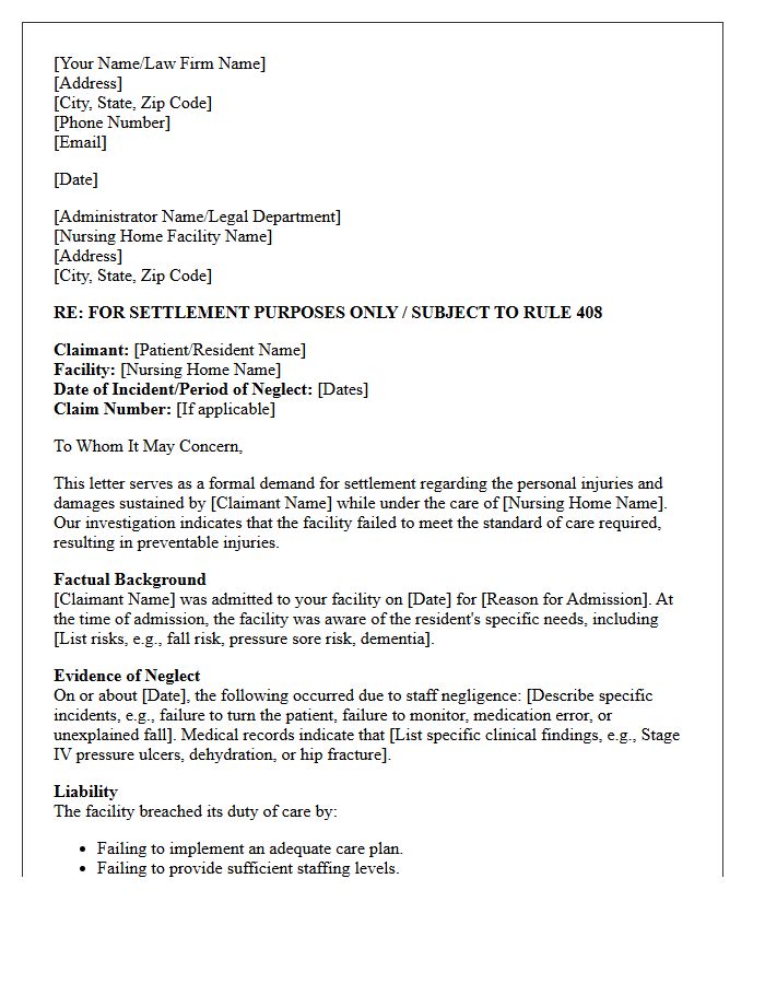 Pre-Litigation Nursing Home Neglect Settlement Demand Letter