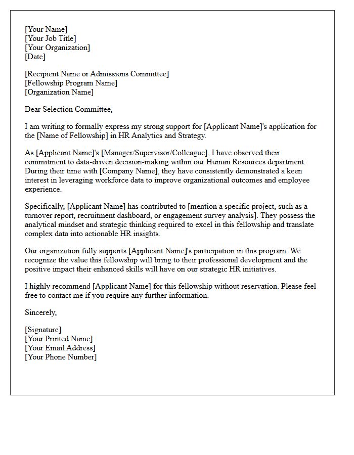 Letter Of Support For HR Analytics And Strategy Fellowship