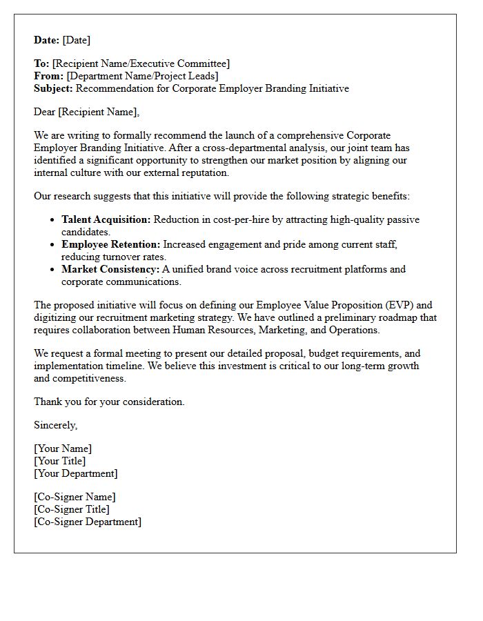 Corporate Employer Branding Initiative Joint Team Recommendation Letter
