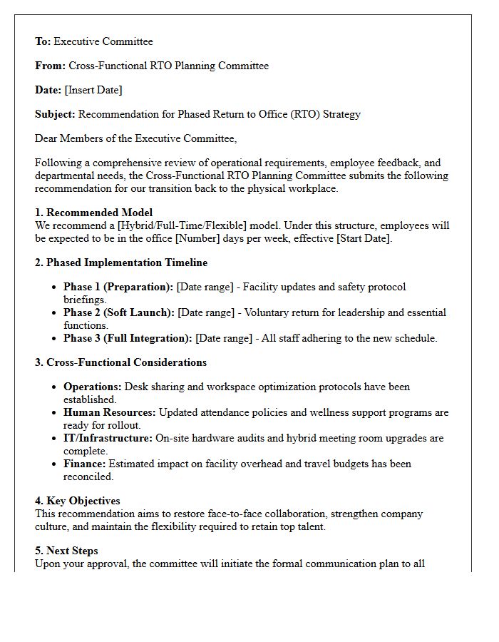 Return To Office Executive Committee Cross-Functional Recommendation Letter