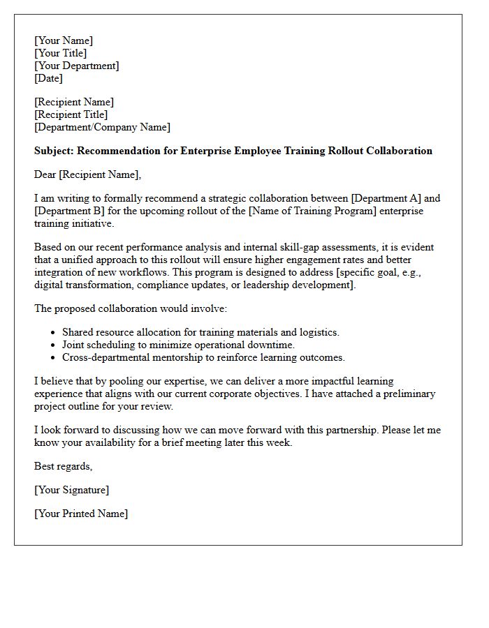 Enterprise Employee Training Rollout Collaboration Recommendation Letter