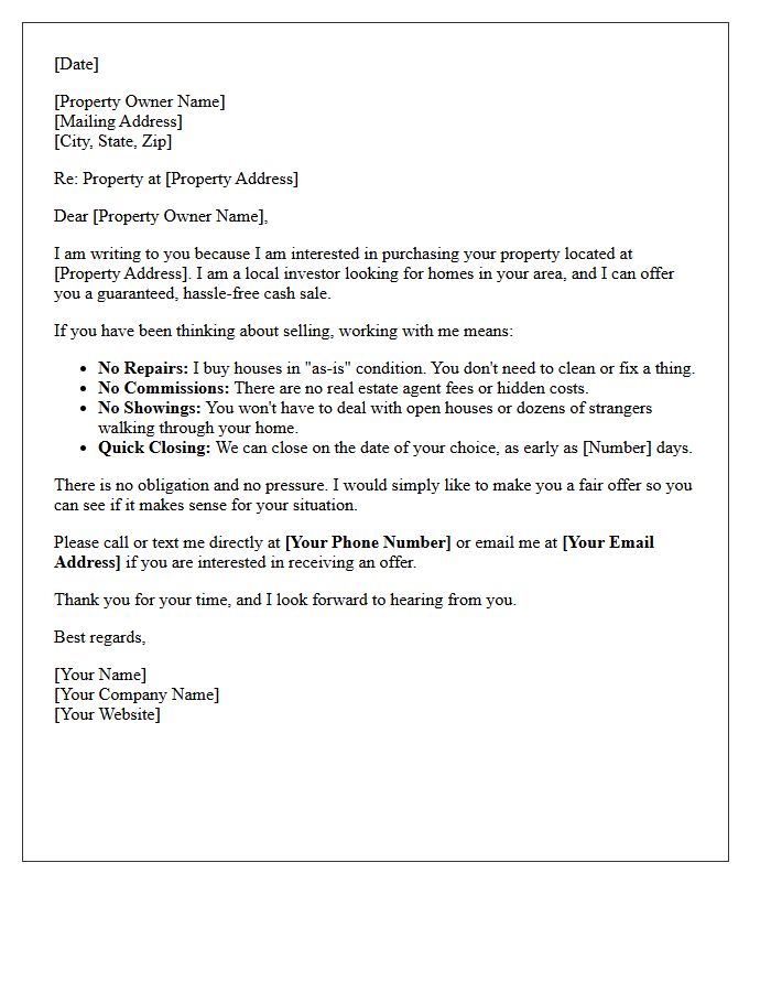 Hassle-Free Cash Offer Prospecting Letter