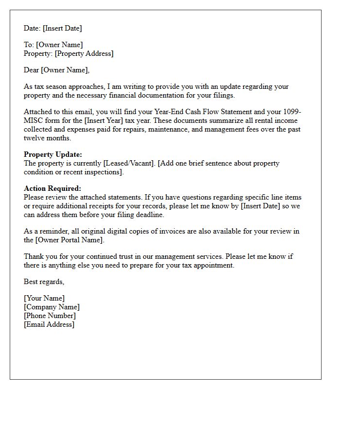 Remote Owner Tax Season Check-In Letter