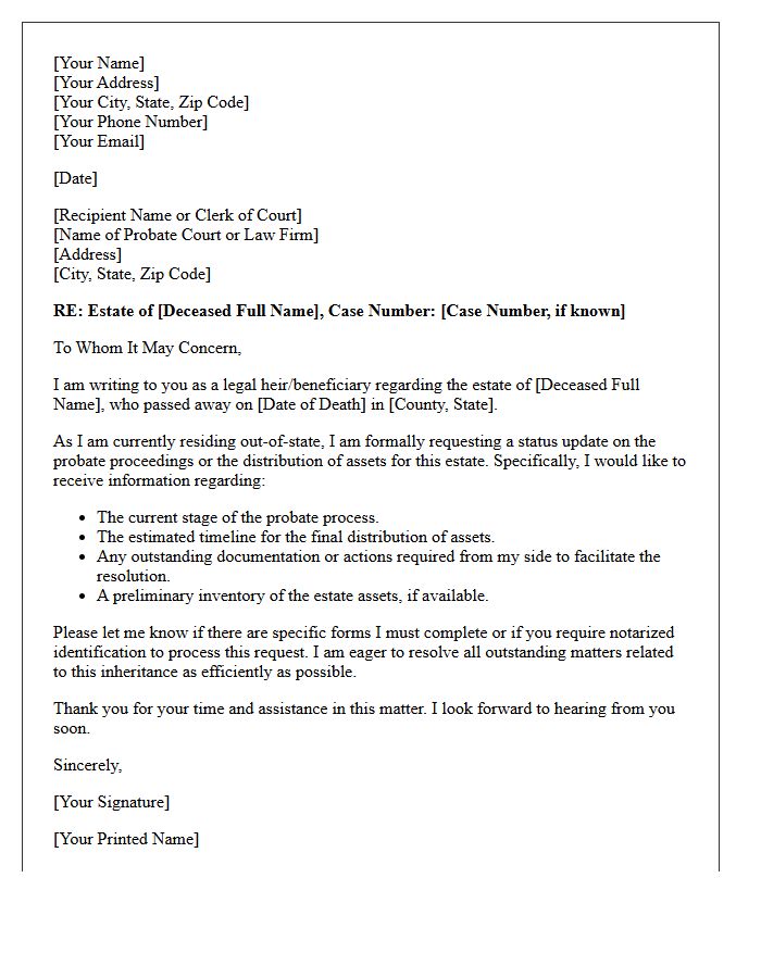 Inherited Out-of-State Estate Resolution Letter