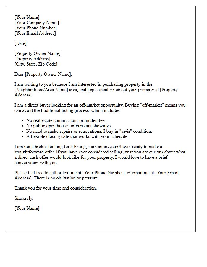 Off-Market Direct Buyer Introduction Letter