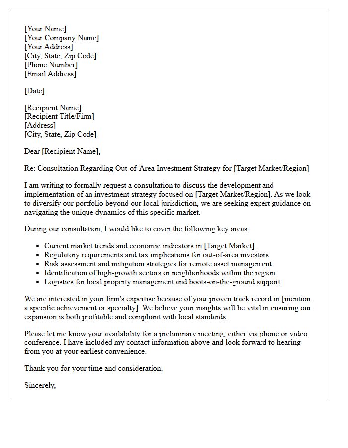 Out-of-Area Investment Strategy Consultation Letter