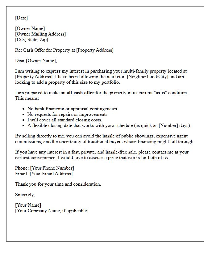 Multi-Family Property Cash Offer Letter