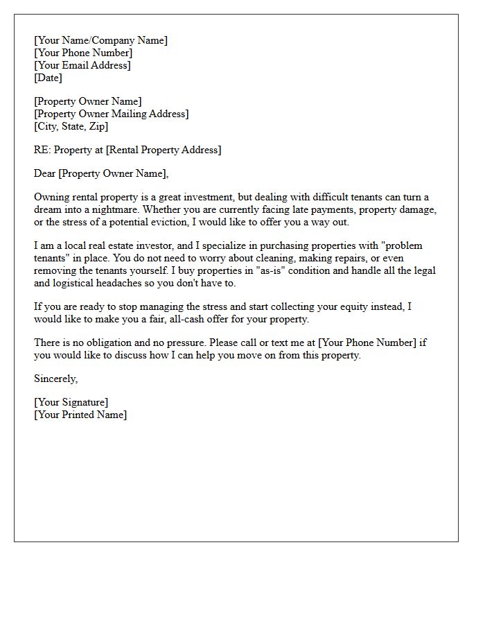 Problem Tenant Relief Prospecting Letter