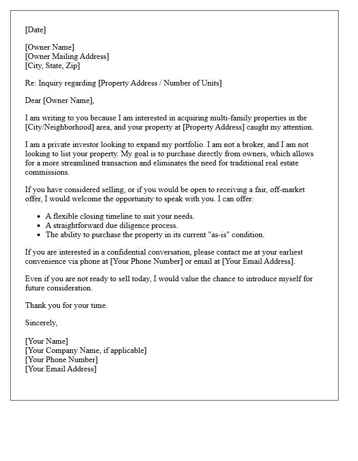 Off-Market Multi-Family Acquisition Letter