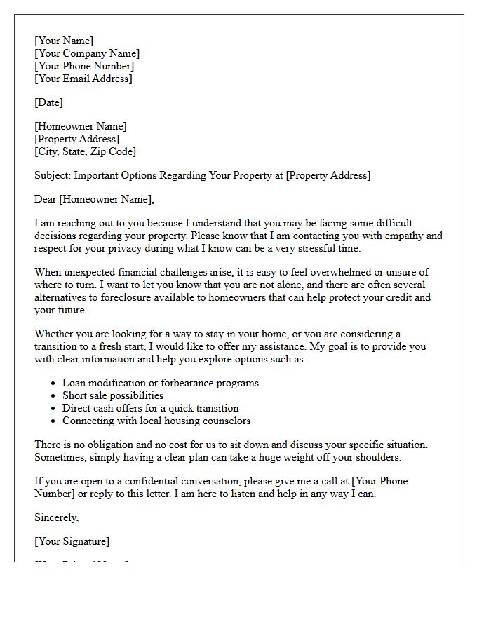 Pre-Foreclosure Assistance And Empathy Letter